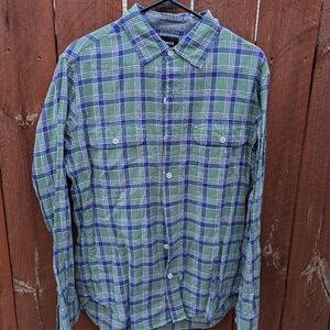 Green and Blue Casual Button Down Shirts - Medium - Slim Fit